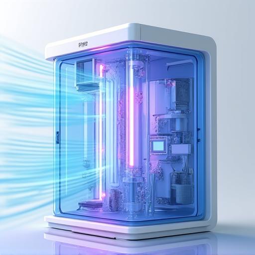 An illustration showing airflow through an advanced UV air purification system.